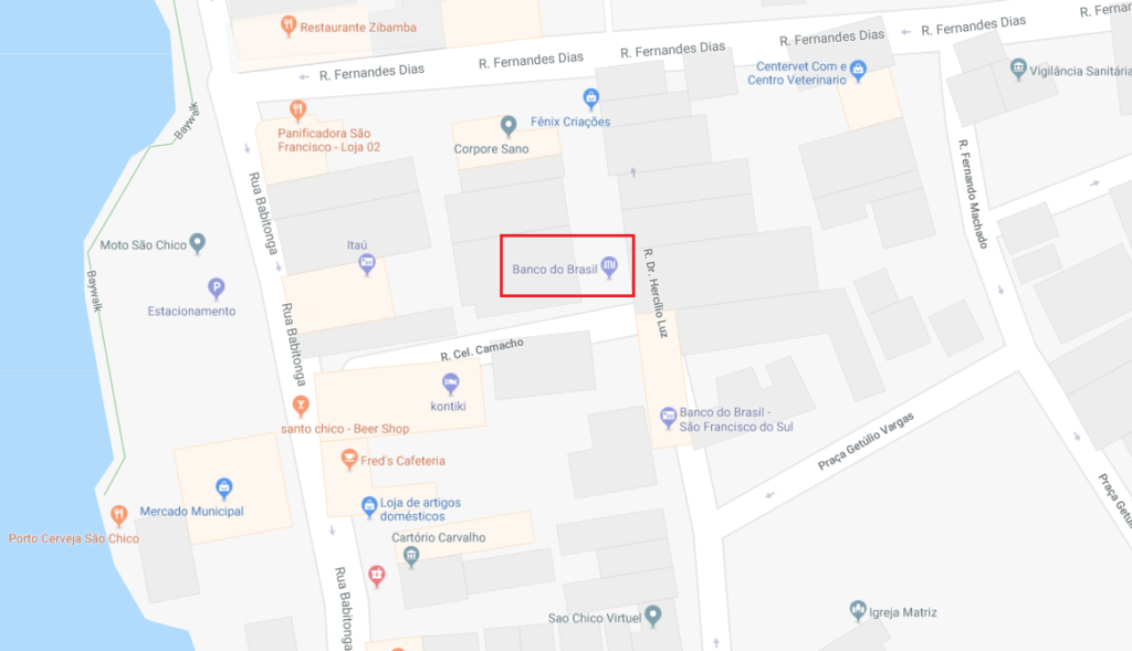 mapa banco do brasil sao francisco do sul